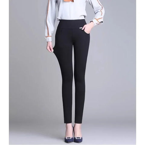 S-6XL Micro Pants Trousers High Waist Large Size Stretch Tights Women High Waist Straight Pants Work Pants Trousers