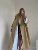 Women Solid Casual Long Trench Coat Lapel Collar Single Breasted Batwing Sleeve Windbreaker Streetwear Oversized Outerwears