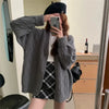 Korean Female Red Knitted Cardigan Sweater Lazy Wind Loose Cardigans Coat Spring Autumn Casual Thicken Sweater Jacket