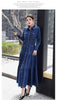 French Heavy-duty shirt collar long-sleeve denim dress for women, spring commute casual elegant waist Vestidos