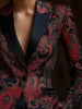 Elegant Chic Jacket Women Vintage Floral Print Turndown Collar Slim Waist Pocket Decor Long Sleeves Tops Blazers Coats