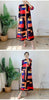 Contrast Color Printing Pleated Dress Women Round Neck Long Sleeves Dresses Party Spring 2AA1751