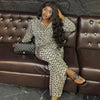 Autumn Set Woman 2 Piece Printing Long Sleeves Lapel Shirt High Waist Loose Wide Leg Pants Pant Sets Female Outfit