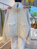 Ladies High Collar Knitted Sweater Coat Double Pocket Lazy Style Warm Autumn Zipper Knitwear Patchwork Sweatshirt