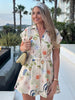 Women's Floral Print Shirt Dress Collared Cap Sleeve Button Down Belted Mini Dresses for Woman Party Vacation Outfits
