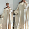 Dubai Corduroy Abaya for Muslim Women Eid Ramadan Modest Dress Loose Large Elegant Gown Islam Clothing Turkey Solid Robe