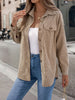 Autumn Winter Casual Single Breasted Pocket Jacket Solid Color Long Sleeve Corduroy Coats for Women Khaki Pink Red