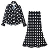 Sexy V Neck Polka Dots Satin Long Dress Women's Hight Waist Evening Dress Elegant Draped Long Sleeve Ribbon Slim Gowns