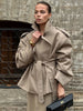 Solid Lace Up Long Trench Coat Women Full Sleeve Lapel Single Breasted Loose Outerwear Lady Autumn Daily Highstreet Coat