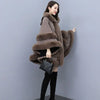 Autumn Winter Loose Casual Chic Bat Sleeve Coat Woolen Hooded Shawl Big Fur Collar Warm Cape Coat Women Outwear