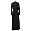Women Glitter Maxi Evening Dress Deep V Neck Long Sleeve Ruched High Slit Formal Party Dress For Wedding Guest Prom
