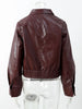 Wine Red Pu Leather Long Sleeve Lapel Collar Zipper Jackets Women Loose Short Coats Female Autumn Office Daily Wear