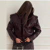 Women's Cropped Jackets Stand Collar Epaulets Long Sleeve Oversized Faux Leather Jacket Autumn Female Solid Coats Outerwears