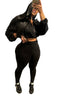Street Women's Set Zipper Fly Crop Sweatshirt and Jogger Sweatpants Elegant Fall Sportwear Two 2-Piece Set Outfits