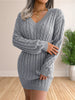 Women Sweater Dresses Cocktail V Neck Knitted Dress Sweater Sheath Dress