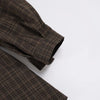 Casual Plaid Print Mini Dress Women Loose Lapel Lace Splice Long Sleeve Dress Party Vacation Clothes Female