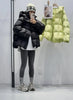 Women Light White Down Jacket with Hood Loose Over Size Casual Autumn Winter Outwear Square Warm Short Coat