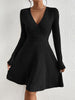 for autumn/Winter Women Knit Slim Sexy Bodycon Dress V-Neck Long Sleeve Dress Solid Casual Midi Sweater Dress