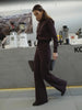 Women's Autumn Winter Knit Cardigan Pants Set Slim Fit Long Sleeve Long Trousers Simple Solid Color Sweater Suit