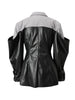 PU Leather Patchwork Blazer Women's Lapel Slim Double Breasted Long Sleeves Suit Jacket Autumn 7A1518