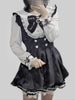 Japanese Y2 Aesthetics Rhinestone Bow Dress Shorts Set Women Gothic Lolita Style Long Sleeve Shirt Dresses Party Slim Mini Dress