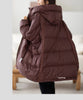Lagabogy Winter Women White Duck Down Jacket Casual Loose Over Size Warm Parka Female Drawstring Hooded Puffer Coat