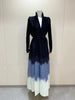Pleated Print Foldable Collar Women's Long Sleeve Trench Coat Winter Original Design Cardigan Coat