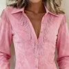 Retro Western Single Breaster Lapel Shirt Coat Woman Solid Suede Tassel Top Cardigan Autumn Long Sleeve Jacket Outerwear