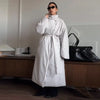 Women's Long Jackets Detachable Shawl Lace Up Waist Cinching Padded Coats Winter Lady Full Sleeve Solid Loose Coat Outerwear