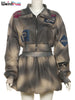 Tie-Dye 2 Piece Set Tracksuit Women Letter Print Zip Jacket+Waistband Puffy Skirt Matching Street Casual Vintage Suit