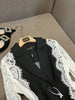 High Street Designer Jacket Women's Stylish Color Block Lace Patchwork Blazer
