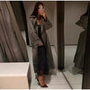Women Casual Plaid Windbreaker Turn-down Collar Long Sleeve Belt Waist Jacket Spring High Street Lady Commute Coat