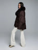 Dark Brown Hooded Hybrid Belted Jacket Oversize Long-Sleeve Spring Elegant Women Outerwear Office Casual Overcoat
