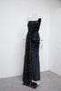 Wine Sequin Evening Dress Elegant Women One Shoulder Draped Split Wedding Party Prom Dresses Bridesmaid Wine Long Gown