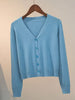 Sweater Knitted Cardigan Button Jacket Spring Autumn V-neck Long Sleeve Casual Short Tops For Women Sweater Grey White