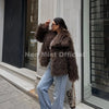 Winter Lulicore Brown Faux Fur Coat Women Chic Autumn Warm Fluffy Sheep Fur Jacket Big Fur Collar Overcoat