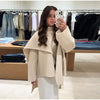Women's Jacket Outerwear Scarf Collar Solid Long Sleeve Coat Loose Asymmetric Draped Jacket Elegant Casual Street Coat Ladies