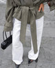 Women's Lace Up Cropped Trench Coat Lapel Long Sleeve Solid Loose Jacket Autumn Winter Female Street Outerwear