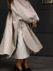 Women's Autumn Long Trench Coat Stand Collar Button Batwing Sleeves Side Slit Oversized Jacket Chic High Street Windproof Outfit