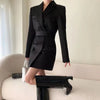 Autumn High end Waist Slim Blazer Jacket Women Casual British Mid Length Black Suit Coat Woman Elegant Chic Office Blazers