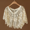 1920s Retro Leaf Beaded Sequin Flapper Shawl Loose Decoration Outerwear Short Cape Evening Party Ladies Cloak Shawl Black