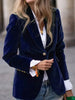 Elegant Velour Blazers Women Retro Single Button Suit Collar Jacket Blazer Coat Autumn Long Sleeve Simple Outerwear