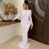 Women Mesh Patchwork Diamonds Rhinestones Bodycon Midi Mermaid Maxi Dress Evening Sexy Party Dresses Vestidos