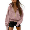 Solid Color Oversized Zipper Jacket for Women Spring Autumn Loose Versatile Hooded Sweatshirts Pocket Casual Hoodies Outerwear