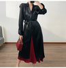Spring Autumn Long Soft Elegant Flowy Satin Acetate Trench Coat for Women Chic British