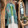 Spring Retro Print Ramie Loose Women Thin Wind Coats Leisure Long Trench Vintage Chinese Style Coat