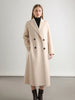 Women 100% Wool Peak Lapel Overcoat Belt Double-Breasted Autumn Winter Long Jacket Trench Coat Ladies Female Clothing #19