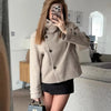 Women's Autumn Winter Stand Collar Thick Jackets Autumn Female Single Breasted Loose Long Sleeve Coats Lady Short Outwear