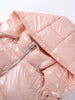 Chic Glossy Zipper Hooded Coat Women's Warm Elastic Waist Pleated Cropped Puffer Jacket Winter Lady High Street Outwear