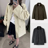 Single-Breasted Jacket Loose Corduroy Turn-Down Collar Long Sleeve Ladies Loose Coat with Pockets Spring Women